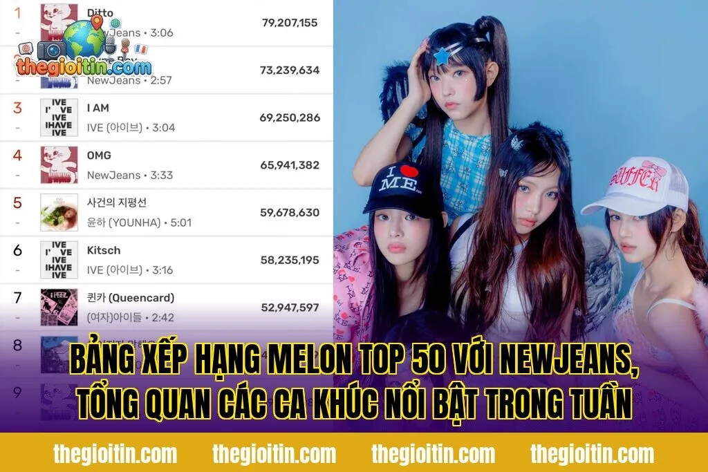 Bảng xếp hạng Melon Top 50 với NewJeans, tổng quan các ca khúc nổi bật trong tuần