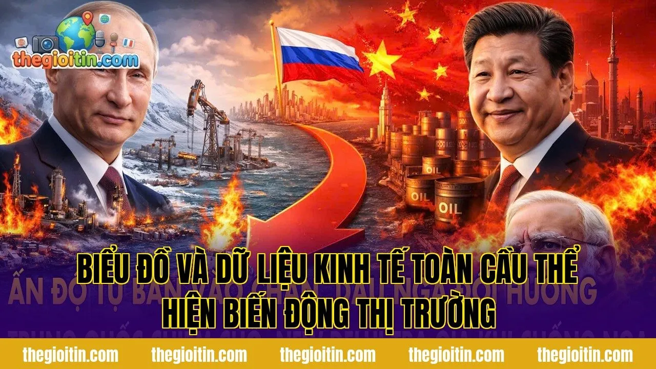 Biểu đồ và dữ liệu kinh tế toàn cầu thể hiện biến động thị trường